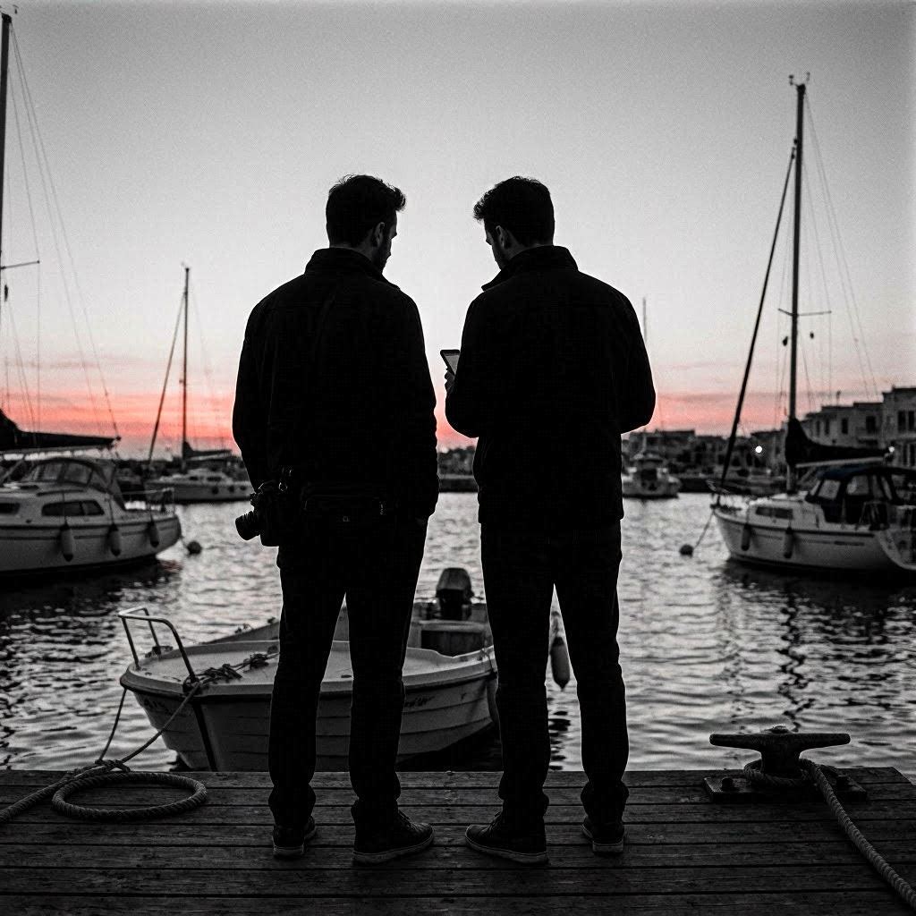 Equipo Secretibiza · silueta en el puerto de Ibiza al atardecer